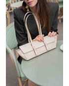 Borsa a tracolla Briana in pelle beige coccodrillo