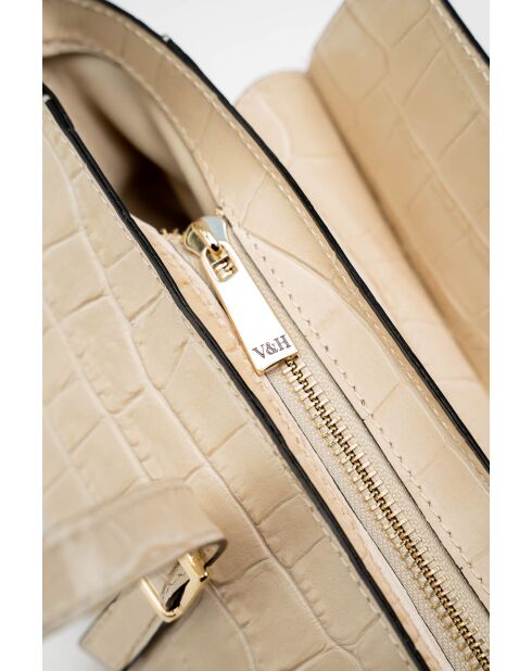 Borsa a tracolla Briana in pelle beige coccodrillo