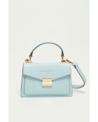 Leah hemelsblauwe leren handtas - 18,5 x12,5 x6 cm