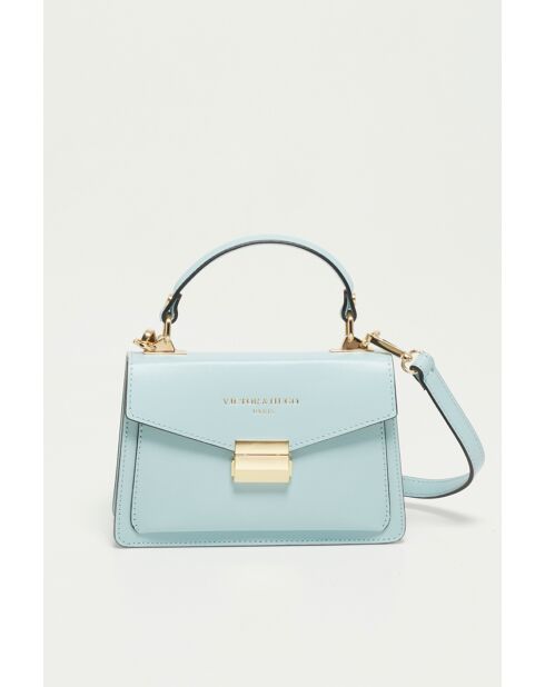 Leah hemelsblauwe leren handtas - 18,5 x12,5 x6 cm