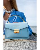 Leah hemelsblauwe leren handtas - 18,5 x12,5 x6 cm