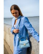 Leah hemelsblauwe leren handtas - 18,5 x12,5 x6 cm