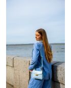 Leah hemelsblauwe leren handtas - 18,5 x12,5 x6 cm