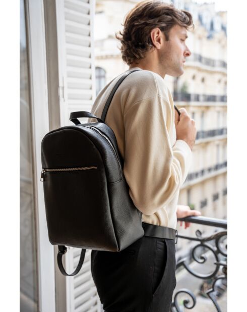 Mini zaino Lou in pelle nera - 36x27x12 cm