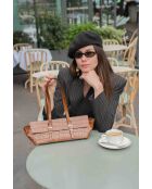 Sac porté épaule en cuir Briana croco camel