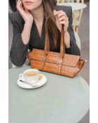 Sac porté épaule en cuir Briana croco camel