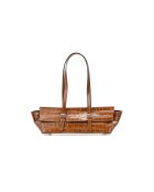 Sac porté épaule en cuir Briana croco camel