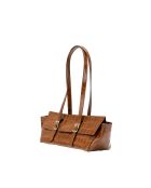 Sac porté épaule en cuir Briana croco camel