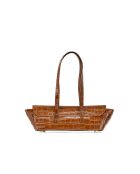 Sac porté épaule en cuir Briana croco camel