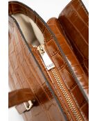 Sac porté épaule en cuir Briana croco camel