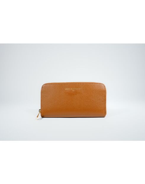 Portefeuille en cuir Selma camel - 20x10x3cm