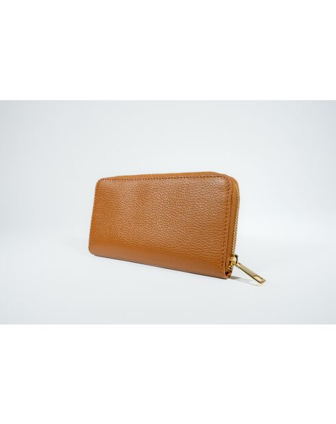 Portefeuille en cuir Selma camel - 20x10x3cm