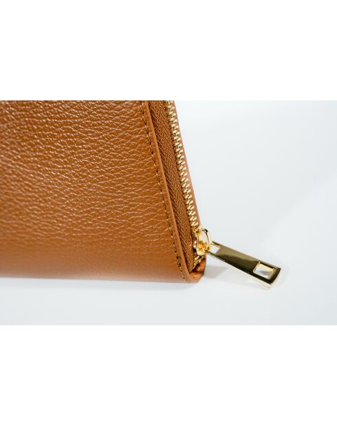Portefeuille en cuir Selma camel - 20x10x3cm