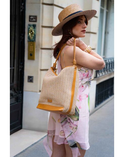 Sac porte epaule en cuir Luzia camel clair - 27 x34 x15cm