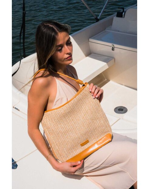 Sac porte epaule en cuir Luzia camel clair - 27 x34 x15cm