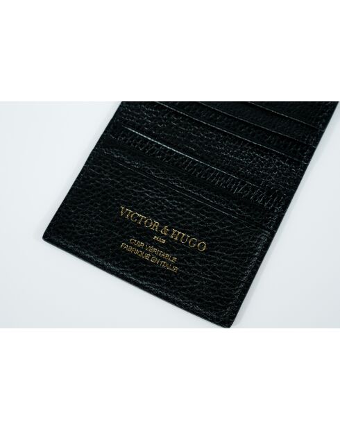 Salma zwarte leren kaarthouder - 8x11x1cm