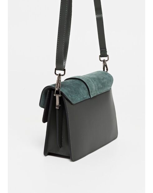 Sac bandoulière en cuir Eric vert bouteille - 28x19x9 cm