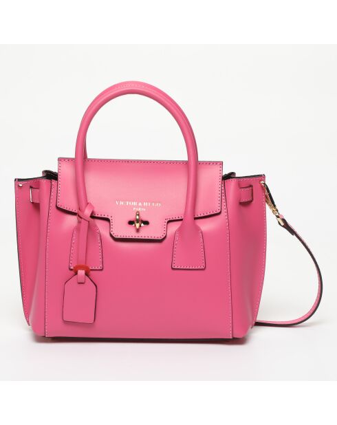 Sac à main en cuir Jany rose - 25x19x7 cm