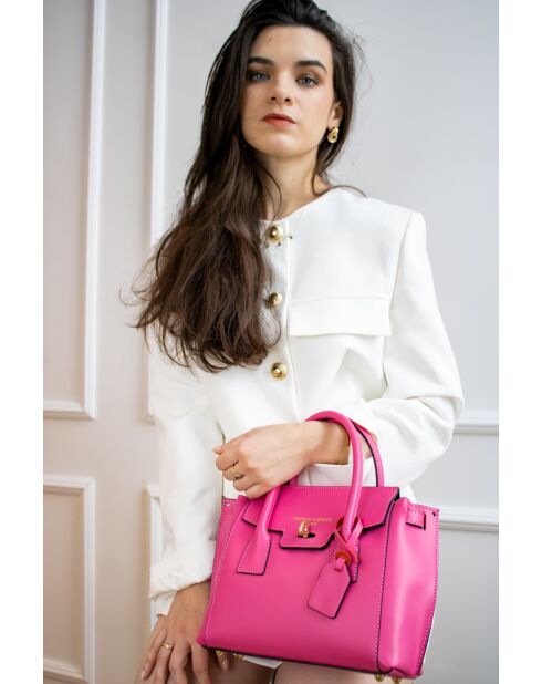 Pink Jany leren handtas - 25x19x7 cm