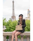 Borsa a mano Clare in pelle taupe chiaro - 31x24x16cm