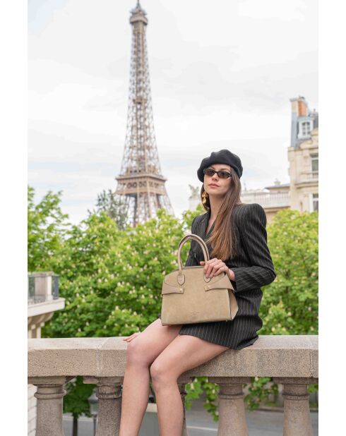 Borsa a mano Clare in pelle taupe chiaro - 31x24x16cm