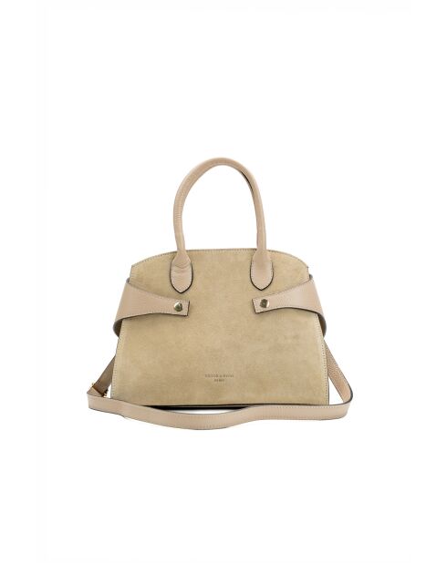 Borsa a mano Clare in pelle taupe chiaro - 31x24x16cm