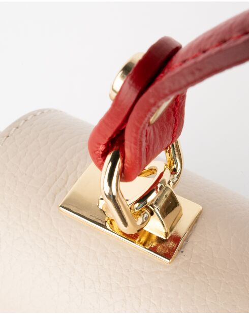 Giverny Lederhandtasche braun + beige + rot - 26 x18 x10 cm