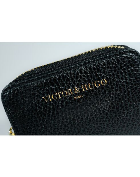 Portefeuille en cuir Riley noir - 10x8x3cm