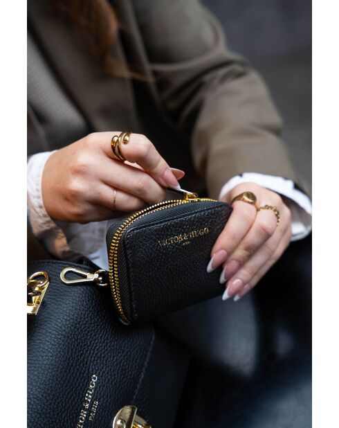 Portefeuille en cuir Riley noir - 10x8x3cm