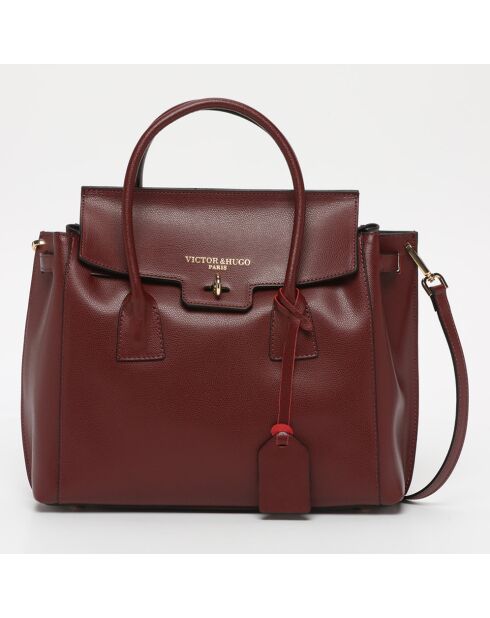 Sac à main en cuir Jane aubergine - 36x35x24cm