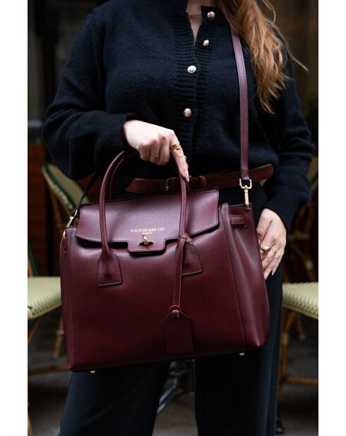 Sac à main en cuir Jane aubergine - 36x35x24cm