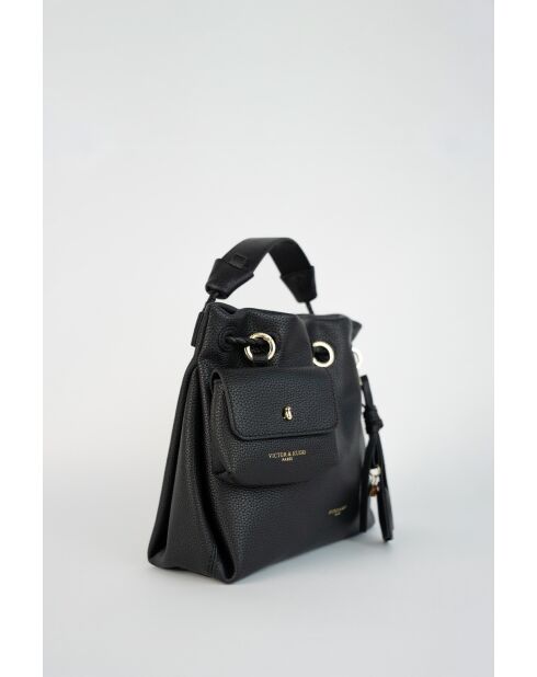 Sac à main en cuir Yera noir - 26 x21 x13cm