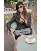 Briana croco zwarte leren schoudertas