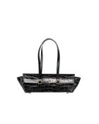 Briana croco zwarte leren schoudertas