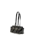 Briana croco zwarte leren schoudertas