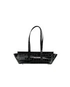 Briana croco zwarte leren schoudertas