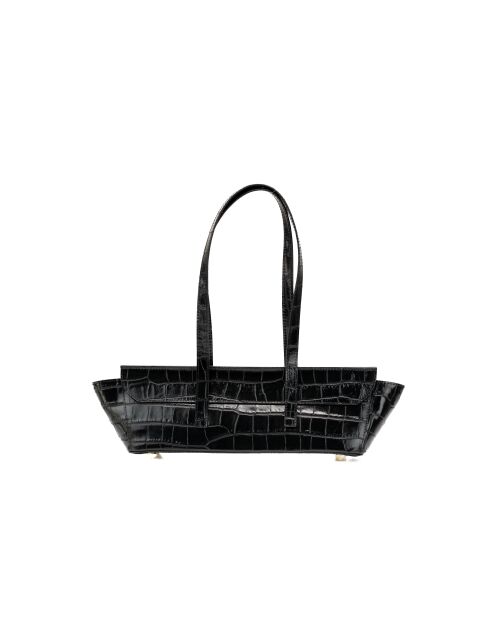 Briana croco zwarte leren schoudertas