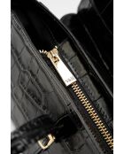 Briana croco zwarte leren schoudertas