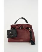 Sac à main en cuir Yera bordeaux / noir - 26 x21 x13cm