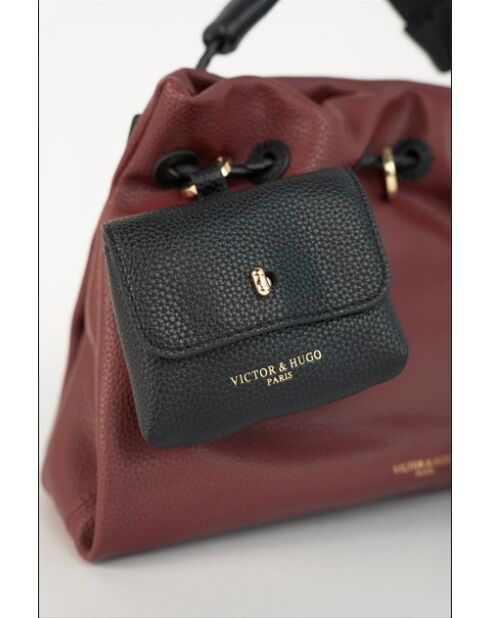 Sac à main en cuir Yera bordeaux / noir - 26 x21 x13cm