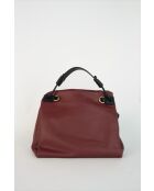 Sac à main en cuir Yera bordeaux / noir - 26 x21 x13cm