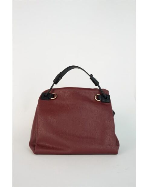 Sac à main en cuir Yera bordeaux / noir - 26 x21 x13cm