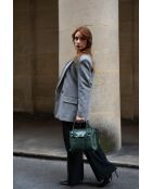 Bolso de piel Jany verde botella - 25x19x7 cm