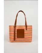 Azura leren draagtas cognac/multi bordeaux - 28 x20 x11cm