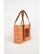 Azura leren draagtas cognac/multi bordeaux - 28 x20 x11cm