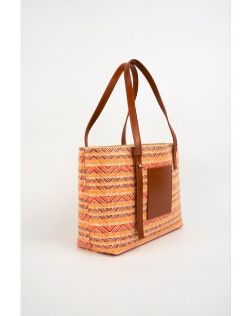 Azura leren draagtas cognac/multi bordeaux - 28 x20 x11cm