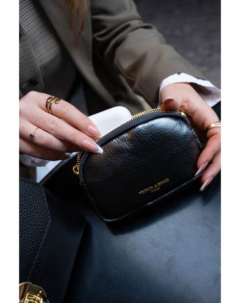 Zwarte leren portemonnee van Gema - 15x10x5cm