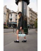 Sac porté épaule en cuir Briana box bleu ciel