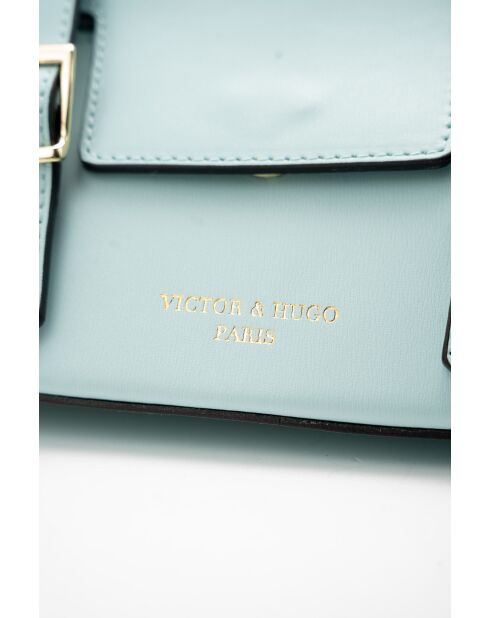 Sac porté épaule en cuir Briana box bleu ciel