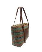 Azura leren draagtas cognac/multi blauw - 28 x20 x11cm